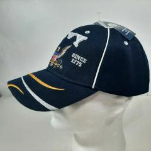 US Navy Hat with Eagle Defending Freedom Military Adjustable Blue Cap Swirl - Picture 2 of 4